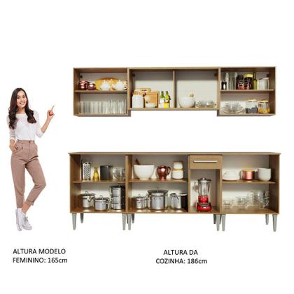 Imagem de Cozinha Completa Madesa Emilly Fire com Balcão e Armário Aéreo Reflex