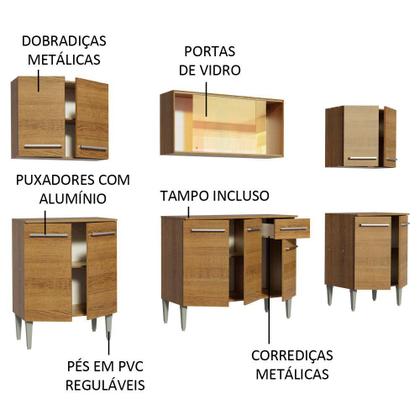 Imagem de Cozinha Completa Madesa Emilly Fire com Balcão e Armário Aéreo Reflex