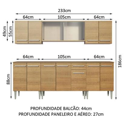 Imagem de Cozinha Completa Madesa Emilly Wind com Balcão e Armário Aéreo