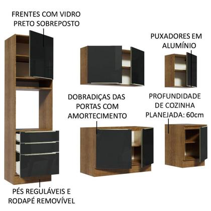 Imagem de Cozinha Completa Madesa Lux com Armário e Balcão 7 Portas 3 Gavetas - Rustic/Preto