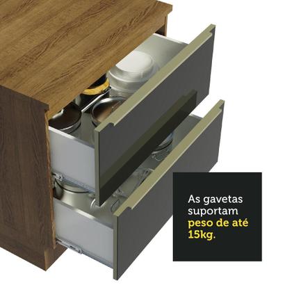 Imagem de Cozinha Completa Madesa Lux com Armário e Balcão 9 Portas 5 Gavetas - Rustic/Preto