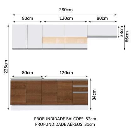 Imagem de Cozinha Completa Madesa Marcela Com Armário e Balcão (Sem Tampo e Pia)