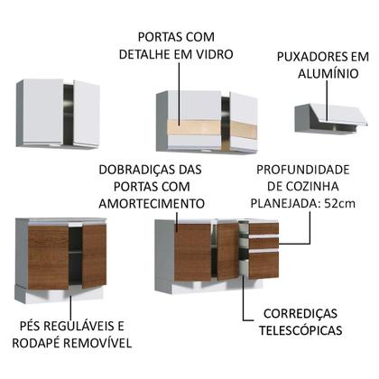 Imagem de Cozinha Completa Madesa Marcela Com Armário e Balcão (Sem Tampo e Pia)