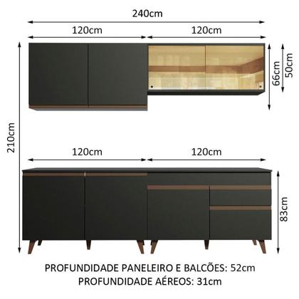 Imagem de Cozinha Completa Madesa Reims 240001 com Armário e Balcão - Preto