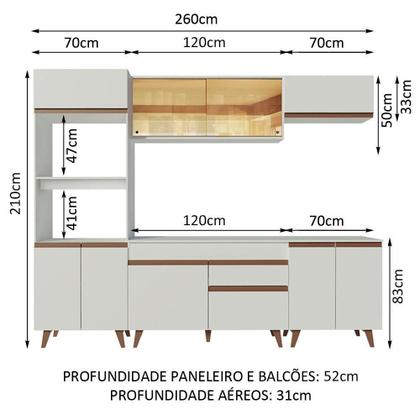 Imagem de Cozinha Completa Madesa Reims 260002 com Armário e Balcão - Branco