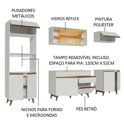 Imagem de Cozinha Completa Madesa Reims 260002 com Armário e Balcão - Branco