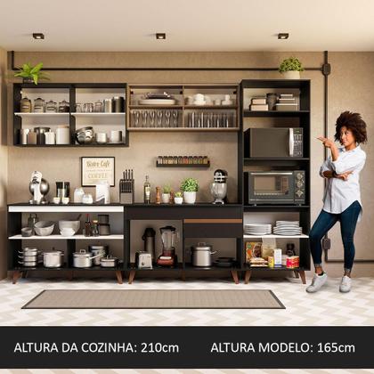 Cozinha Completa Madesa Reims 310001 com Armário e Balcão - Preto/Rustic Imagem de Cozinha Completa Madesa Reims 310001 com Armário e Balcão - Preto/Rustic