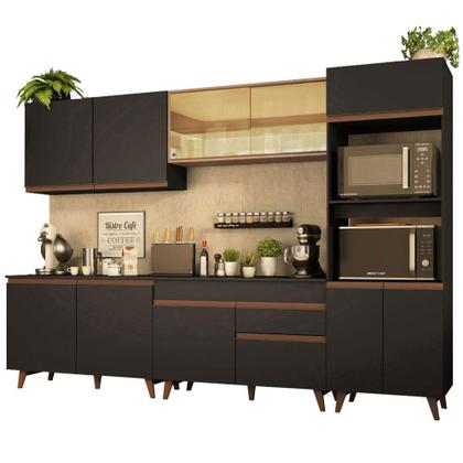 Cozinha Completa Madesa Reims 310001 com Armário e Balcão - Preto/Rustic Imagem de Cozinha Completa Madesa Reims 310001 com Armário e Balcão - Preto/Rustic