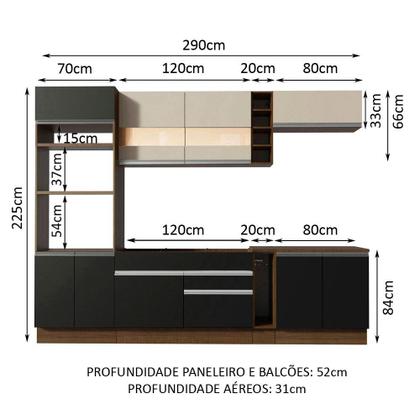 Imagem de Cozinha Completa Madesa Vicenza com Armário e Balcão (Sem Tampo e Pia)