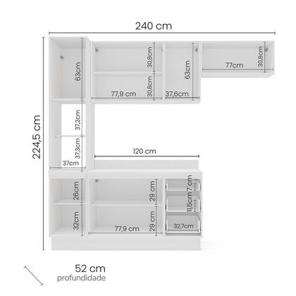 Imagem de Cozinha Completa Meena 8 Portas 3 Gavetas 40250060 Branco - Politorno