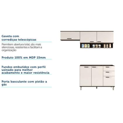 Imagem de Cozinha Completa Modulada 3 Peças, Armários Aéreos e Balcão para Pia 120cm Sara Luciane Móveis