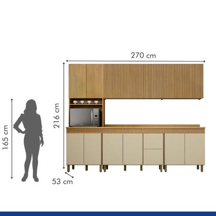 Imagem de Cozinha Completa Modulada 5 Peças Dakota Aéreo Fresado Bege/Cinamomo/Off White