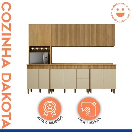 Imagem de Cozinha Completa Modulada 5 Peças Dakota Aéreo Fresado Bege/Cinamomo/Off White