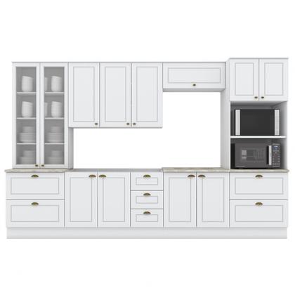 Imagem de Cozinha Completa Modulada 6 Peças com Cristaleira Emily Espresso Móveis Branco