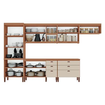 Imagem de Cozinha Completa Modulada Ágata 100% MDF com 2 Balcões 11 Portas e 6 Gavetas Tuboarte