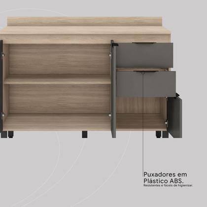 Imagem de Cozinha Completa Modulada Firenze 04 Peças 10 Portas e 02 Gavetas Cinza/Avena Touch/Grafito