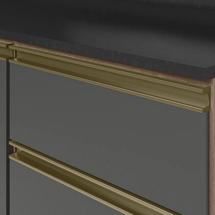 Imagem de Cozinha Completa Modulada Paneleiro Microondas 4 Peças 100% MDF Angelita Cinza/Carvalho Tok/Chumbo