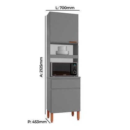 Imagem de Cozinha Completa Modulada Tuboarte Marta 100% MDF com 7 Portas e 1 Gaveta