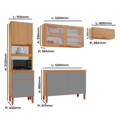 Imagem de Cozinha Completa Modulada Tuboarte Marta 100% MDF com 7 Portas e 1 Gaveta