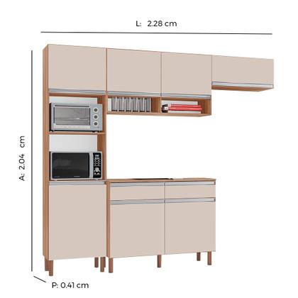 Imagem de Cozinha Completa Modulada Virginia New 100% MDF Tuboarte 7 Portas e 2 Gavetas