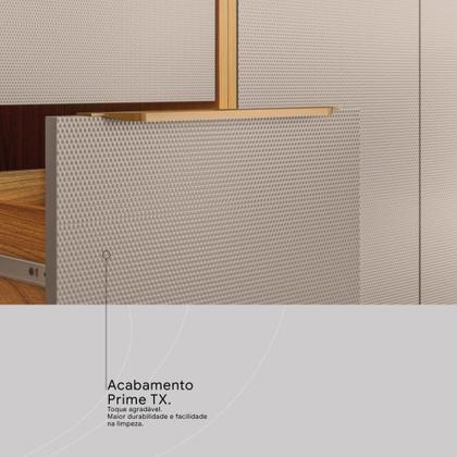 Imagem de Cozinha Completa Plena 13 Portas 4 Gavetas com Vidro Reflecta e Led Cinamon/Nude Prime Tx - Demóbile