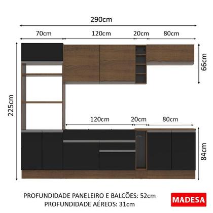 Imagem de Cozinha Completa Vicenza Preto Rustic Armário Balcão Madesa