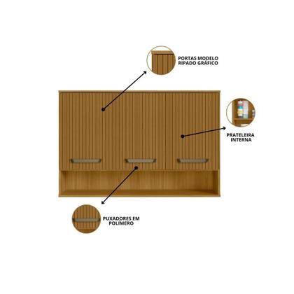 Imagem de Cozinha Criare 5 Peças com Paneleiro Duplo com 13 Portas e 2 Gavetas Poliman Móveis