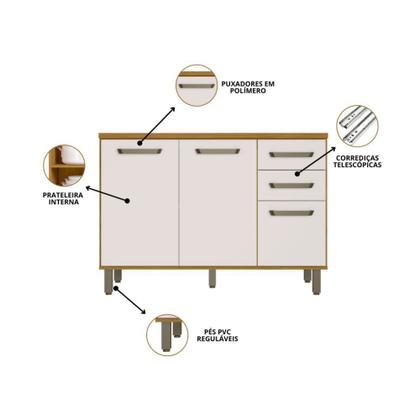 Imagem de Cozinha Criare 5 Peças com Paneleiro Duplo com 13 Portas e 2 Gavetas Poliman Móveis