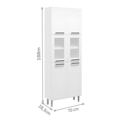 Imagem de Cozinha de Aço Compacta 4 Peças com 14 Portas e Balcão 3 Portas 2 Gavetas Multipla Bertolini Branco 