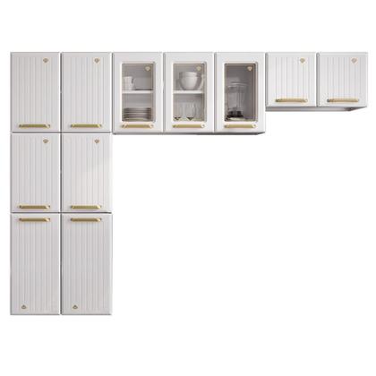 Imagem de Cozinha de Aço Compacta Modulada 3 Peças com Vidros 11 Portas Diamante Telasul Branco