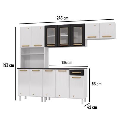 Imagem de Cozinha de Aço Compacta Telasul Diamante 4Pçs C/ Kit Bco/Pto