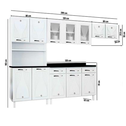 Imagem de Cozinha de Aço Completa C/ Kit para Micro-Ondas Telasul Star C/ Vidro 4 Peça Branco - Telasul