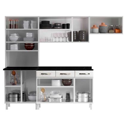 Imagem de Cozinha de Aço Completa C/ Kit para Micro-Ondas Telasul Star C/ Vidro 4 Peça Branco - Telasul