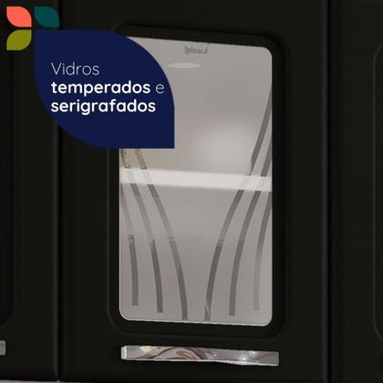 Imagem de Cozinha de Aço Completa C/ Kit para Micro-Ondas Telasul Star C/ Vidro 4 Peça Preto - Telasul