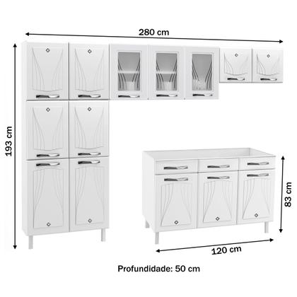 Imagem de Cozinha de Aço Completa Star New 14 Portas 2 Gavetas Branco - Telasul
