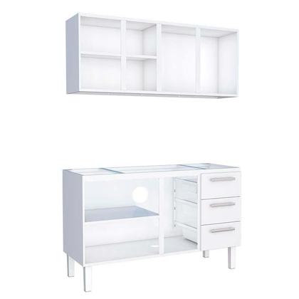 Imagem de Cozinha de Aço Gabinete Para Pia 140cm com Armário Aéreo Vênus Cozimax Branco