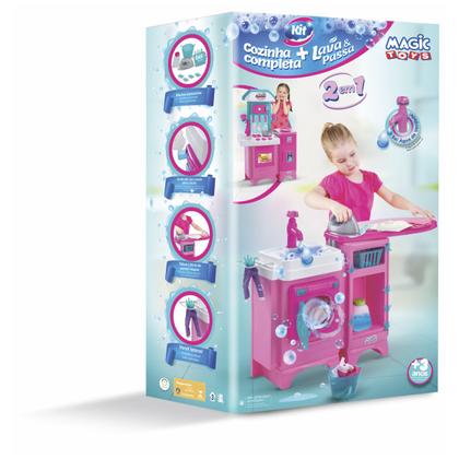 Imagem de Cozinha e Lavanderia Infantil Completa Sai Água - Magic Toys