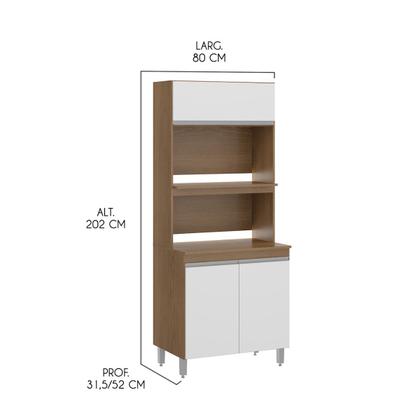 Imagem de Cozinha Grande de Canto Planejada com Armário Torre Quente Sabrina 252/294x202 Cm 10 Peças MDP Branco MENU