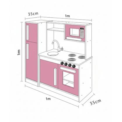 Imagem de Cozinha Infantil Branco E Rosa Completa Com Geladeira Encanto