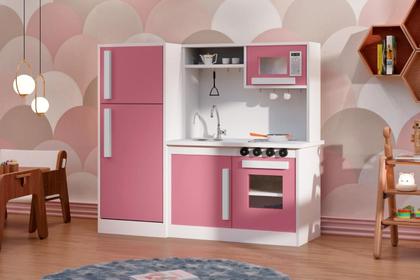 Imagem de Cozinha Infantil Branco E Rosa Completa Com Geladeira Encanto
