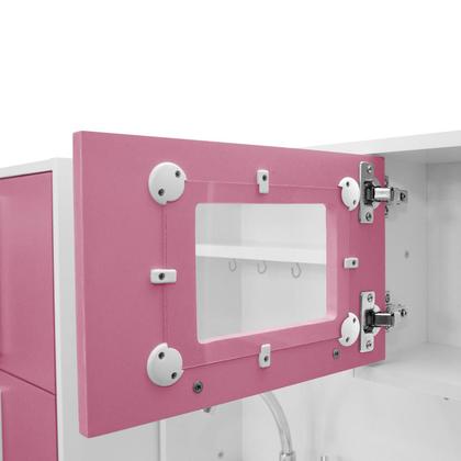 Imagem de Cozinha Infantil Branco e Rosa Para Crianças Completa Com Geladeira 100 Mdf LV Moveis