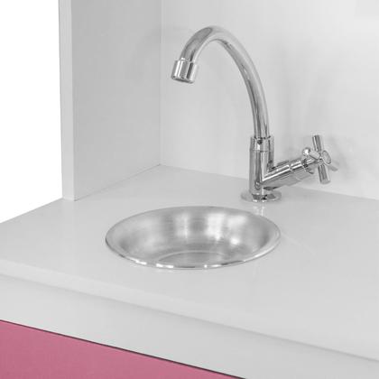 Imagem de Cozinha Infantil Branco e Rosa Para Crianças Completa Com Geladeira 100 Mdf LV Moveis