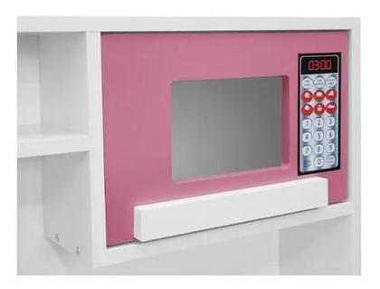 Imagem de Cozinha Infantil Branco e Rosa Para Crianças Completa Com Geladeira 100 Mdf LV Moveis