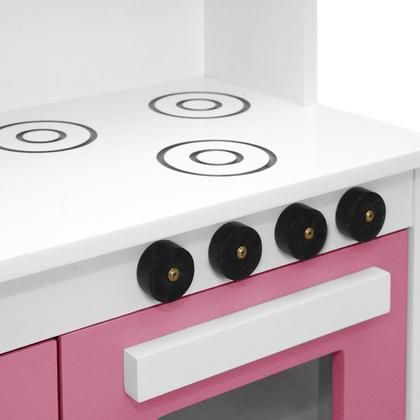 Imagem de Cozinha Infantil Branco e Rosa Para Crianças Completa Com Geladeira 100 Mdf LV Moveis