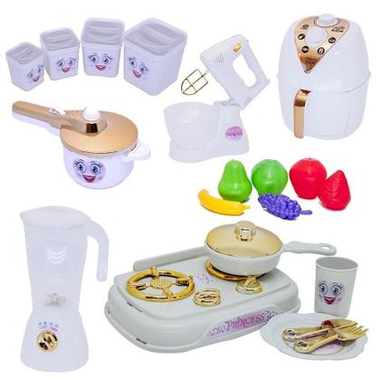 Imagem de Cozinha Infantil Branco Menina Frutinhas Princesa Fogão 14Pç