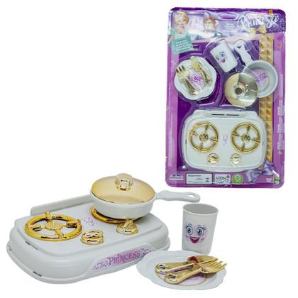 Imagem de Cozinha Infantil Branco Menina Panela Princesa Fogão 13pç