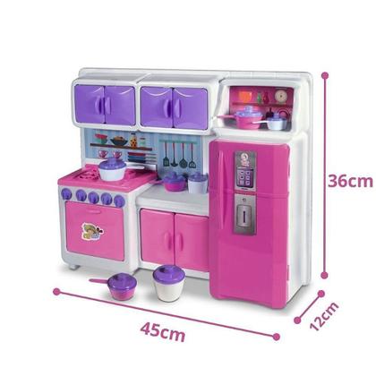 Imagem de Cozinha Infantil Brinquedo Completa Grande Rosa com Boneca - Lua de Cristal