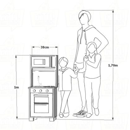 Imagem de Cozinha Infantil com Pia Fogão e Microondas Rosa Bebê Kit Livro Educativo