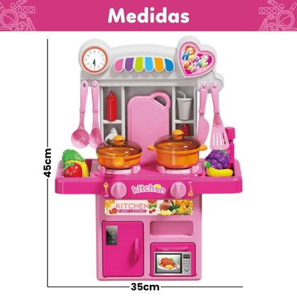 Imagem de Cozinha Infantil Completa Acessórios Brinquedo com Som e Luz Torneirinha Sai Água