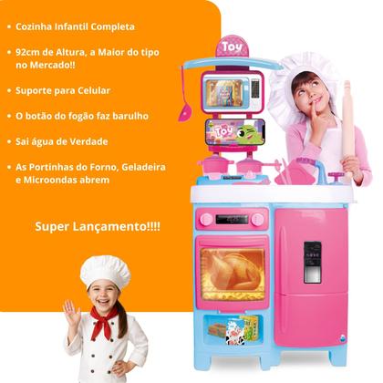 Imagem de Cozinha Infantil Completa Grande 92cm Sai Agua de Verdade C/ Acessórios